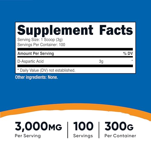 Nutricost D-Aspartic Acid (DAA) Powder 300G - Pure D Aspartic Acid