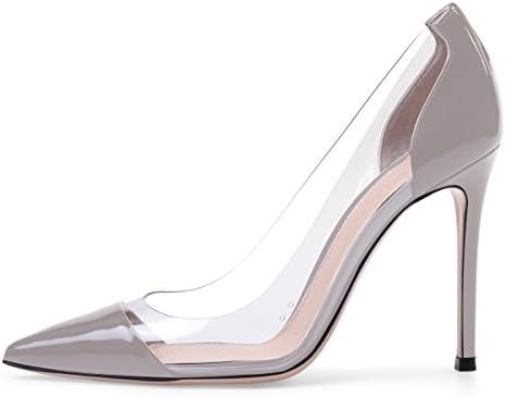 Sammitop Women's 100mm Pointed Toe Transparent High Heels Pumps Party Wedding Dress Shoes