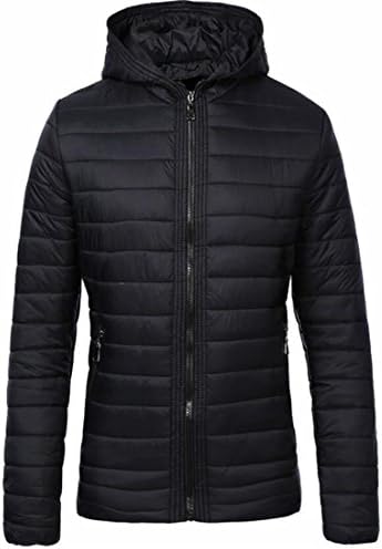 desolateness Men's Warm Hoodies Cotton Puffer Down Coats Jackets black L