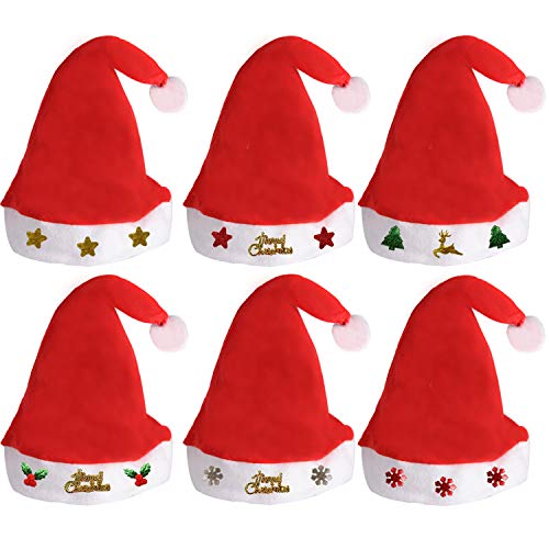 Kiddokids 12 Fancy Christmas Santa Hats with 12 Jingle Bell Necklaces Bulk for Christmas Party Favor Photo Booth; One Size Fits All. - Thumbnail 2