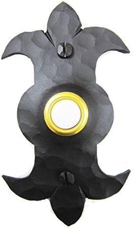 D2 Spanish style fleur de lis hammered wrought iron doorbell cover (Black)