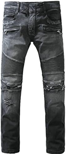 BiePa Fashion Men's Jeans Casual Slim Straight Jeans Denim Pants Trousers 38W BM034