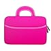 MoKo Fire HD 10 Inch Kids Tablet Sleeve Case Bag, [Shock-Proof] Zipper Handle Pouch Portable Neoprene Case Cover fits Fire HD 10 Plus 2021, Fire HD 10 Kids & Pro 2021 - Magenta