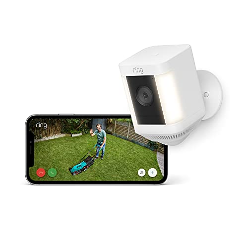 Ring Spotlight Kamera Plus Akku (Spotlight Cam Plus) | Überwachungskamera aussen mit WLAN, HD-Video, LED-Strahler, Nachtsicht, Bewegungserfassung & Sirene | Ale