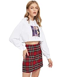 MAKEMECHIC Mini falda a cuadros con cremallera en la parte posterior y cintura alta en una línea