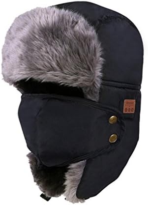 Bailght Unisex Winter Bluetooth Cap Hat Trapper Hat Ushanka Ear Flap Windproof Mask for Fitness Outdoor Sports Skiing Running Skating Walking (Black)
