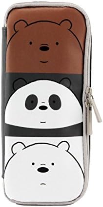 YBMBNC We Bare Bears Character Pencil Case A Writing Case Pen Case Bag Stationery Zipper Holder Canvas Brush Large Organizer (Panda Bear)