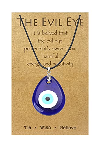 Long tiantian Evil Eye Necklace for Women Men Protection Necklace Leather Rope Glass Evil Eye Pendant Neckace Inspirational Jewelry Trendy Stuff Gifts Stocking Stuffers