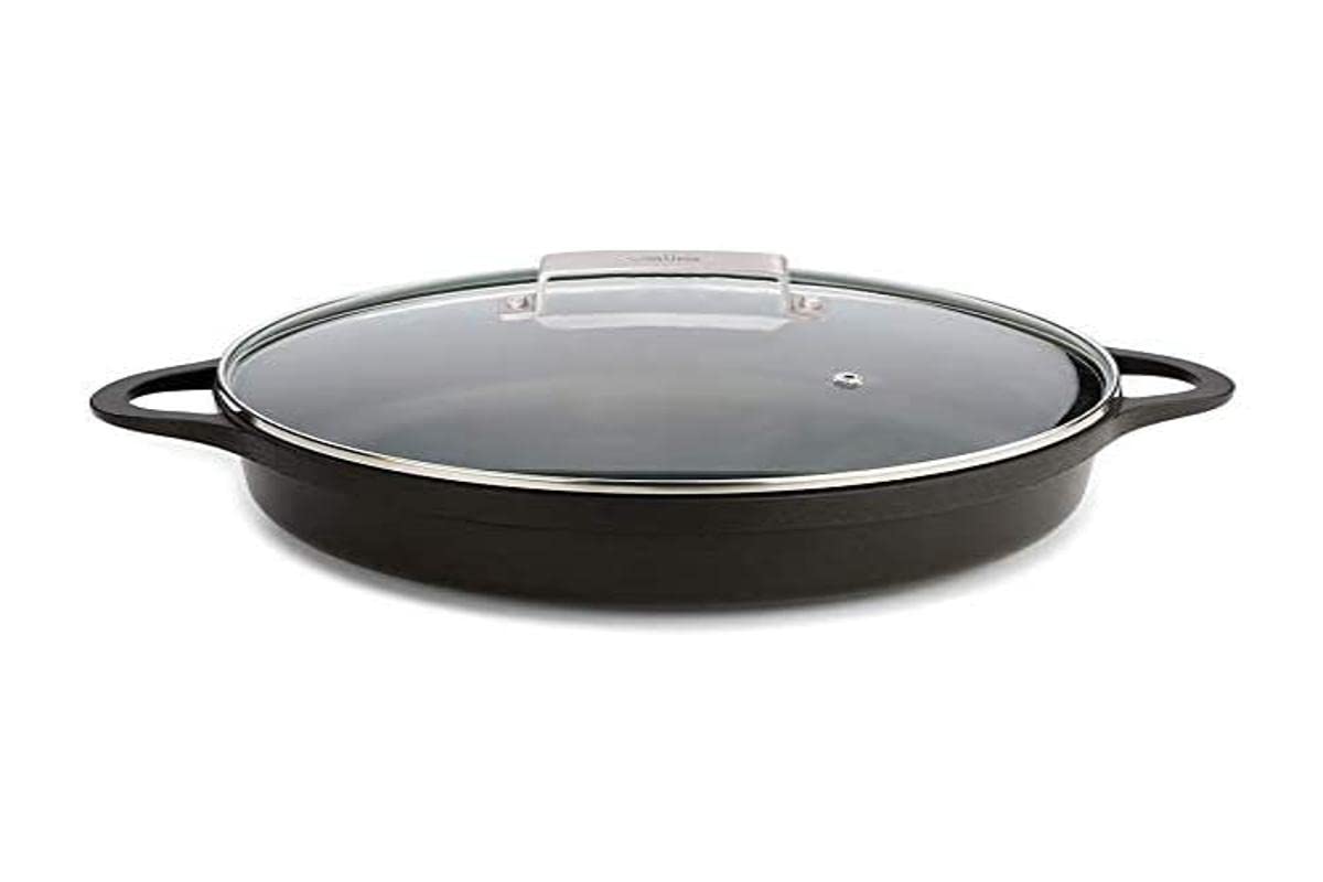 Valira 36 cm Black Short Induction Compatible Casserole Dish with Lid
