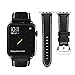 top4cus Compatible with Apple Watch 38mm 42mm 40mm 44mm 41mm 45mm Genuine Leather Strap Series 7 Series 6 Series SE Series 5 Series 4 Band for Men and Women (42mm/44mm/45mm, Unique Black)