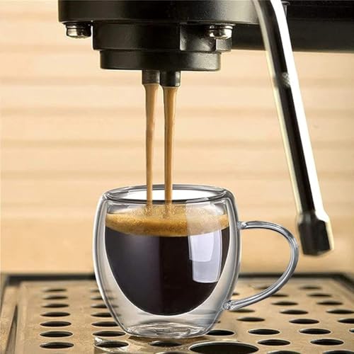 kit 6 xicara de café de vidro transparente conjunto de canecas de cha de vidro isolado de parede dupla com alça 250 ml para café expresso latte