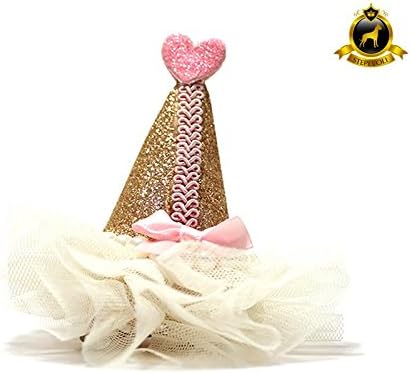 Stepevoli Hennin with A Pink Heart for Dogs - Comes in Gold Colour and Free Size