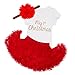 TiaoBug Baby Girls My First Christmas Romper with Tutu Skirt Headband Outfits