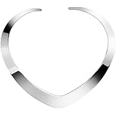 Forleiton 18K Gold Plated Necklace Love Choker Heart Shape Women Statement Jewelry Wide Choker Necklace Sparkly Collar Necklaces