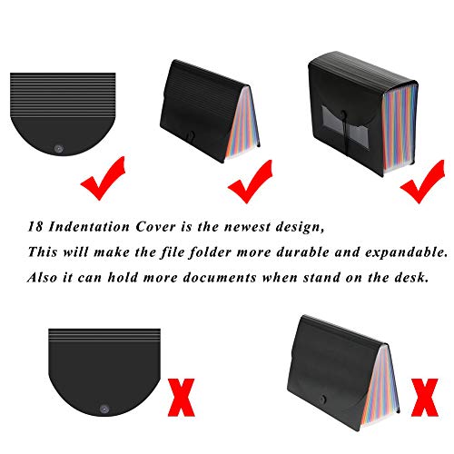 QUTAWAY Expanding File Folder 24 Pockets Accordion File Organizer with Cover New Version A4 Plastic Portable File Filing Document Holder Wallet with Lid (Rainbow, Updated Cover