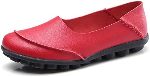 KEESKY Women's Leather Casual Cut Out Loafers Flat Slip-on Shoes