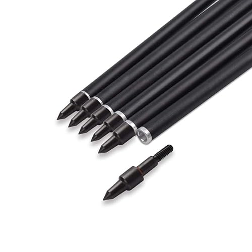 Carbon Arrow Set For Archery - 12PC Spine 500 With Removable Tips For Compound & Recurve Bows