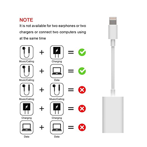 Dual Lightning Adapter Splitter, ANLOER iPhone 7 Adapter & Splitter for iPhone 8 / 8 Plus / 7 / 7 Plus (Suport iOS 10.3 and later) Lightning Headphone Audio + Charge Adapter (White) - Thumbnail 6