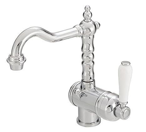 Grünblatt Nostalgie Landhausstil Waschtischarmatur mit Exzentergarnitur aus Messing Einhebelmischer Wasserhahn Badarmaturen a