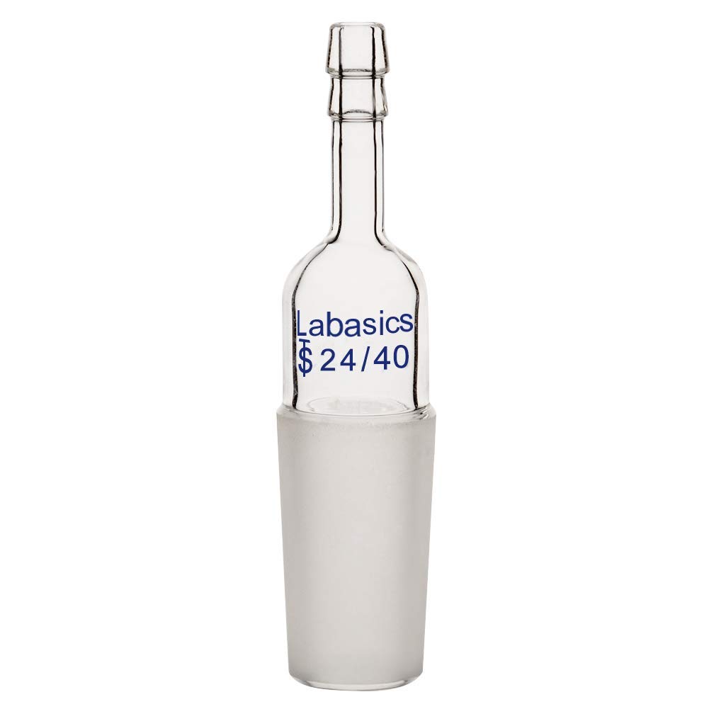 Labasics Glass Straight Inlet Adapter with 24/40 Male Glass Joint and 8mm Hose Connection Lab Glassware