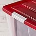 IRIS USA TB-56D Holiday Plastic Storage Tote, 3 Pack, Clear/Red, 3 Count