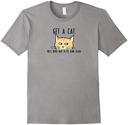 Mens Get A Cat - Never Pee Alone Again - Cat T-Shirt 2XL Slate