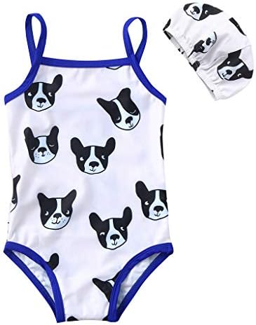 子供水着 Jopinica 2歳 6歳 夏 ノースリーブ犬プリントセパレート水着 帽子付き 送料無料でお届けします 男の子女の子キッズスクール水着 2点セットガールズ水着 ビーチウェア 可愛い兄妹服 萌え兄弟姉妹服 キッズスイムウエア