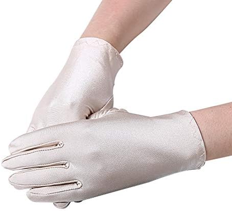 Toruiwa Dress Etiquette Gloves Girls Full Finger Gloves Bride Wedding Gloves Princess Fancy Evening Gloves Elastic Satin Performing Gloves 1 Pair