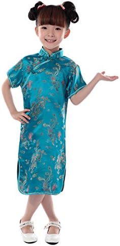 Little Big Girl Chinese Dragon Phoenix Qipao Cheongsam Dress for Kids Floral Summer Mini Traditional Costume Dance Gown