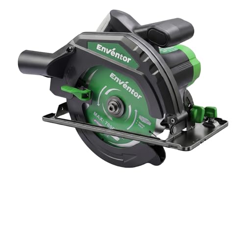 Enventor 1300W Circular Saw, Hand Circular Saw 5000RPM, Cutting Depth 65mm(90°), 44mm(45°), 1 Saw Blades (185mm, 24T), Ideal for Cutting Wood, PVC