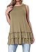 levaca Womens Shirts Sleeveless Ruffle Loose Fit Flare Tunic Tops Army Green XL