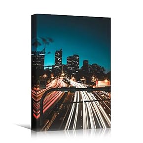 signwin Canvas Wall Art Road Lights Cityscape Colorful...