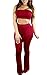 Angashion Women's Sexy Bandeau Top Flared Bell Bottom Pants Outfits 2 Piece Sets