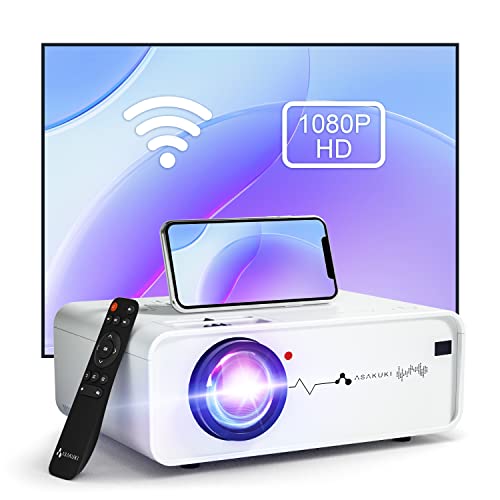 ASAKUKI Mini WiFi Projector, ASAKUKI 8000 Lumens Home Movie Projector, Full HD…
