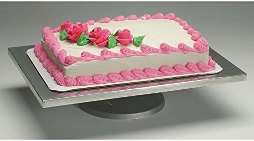 Ateco Rectangular Aluminum Rotating Cake Decorating Stand - 16" L x 12" W x 4" H
