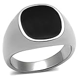 Men's 316L Stainless Steel Jet Black Epoxy Center Ring