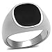 Men's 316L Stainless Steel Jet Black Epoxy Center Ring