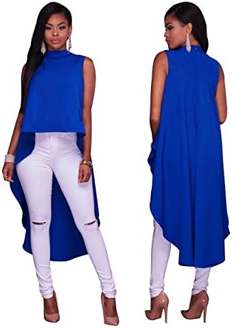 2017 New Arrival Casual Style Cloak Cape Dress Women Fashion Drawstring Asymmetrical Hem Hoodie Dress Quniwo (L, blue)