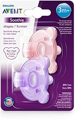 Philips AVENT Soothie Shapes Pacifier, Pink/Purple, 3-18 Months,
