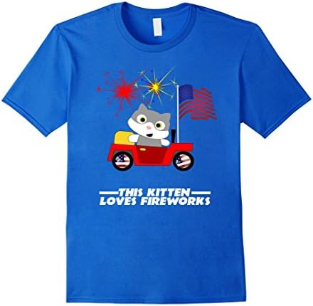 Mens This Kitten Loves Fireworks | July 4th Celebration T Shirt 3XL Royal Blue