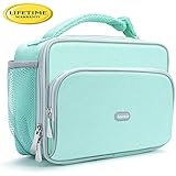 Amersun Kids Lunch Box,Durable Insulated School Lunch Bag with Padded Liner Keep Food Hot/Cold for Long Time,Small Water-resistant Thermal Travel Office Lunch Cooler for Girls Boys-2 Pocket,Light Blue