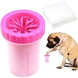 Paw Legend Portable Dog Paw Washer with Towel - Pet Paw Cleaner for Dogs,Cats Grooming with Muddy Paws - Comfortable Silicone Dog Feet Cleaner(Pink, L)