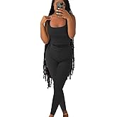 LICOBOD Casual Workout Sets 2 Piece Outfits for Women Ribbed Crop Tank Top High Waist Yoga Leggings Lounge Wear Tracksuit