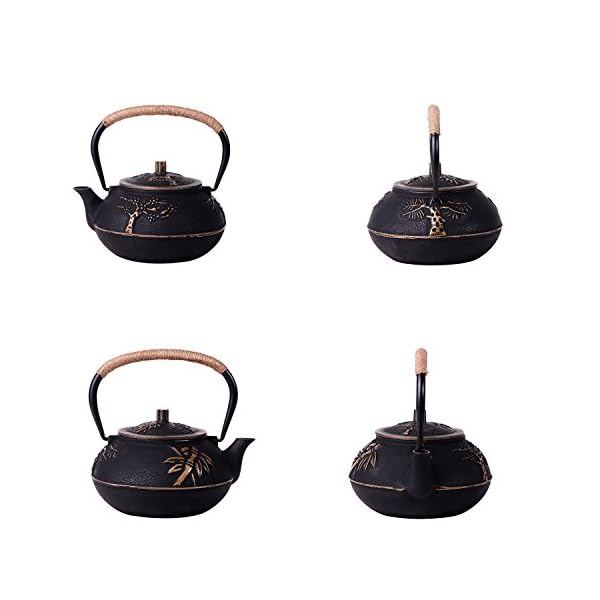 JUEQI 900 ML Old Dutch Cast Iron Teapot, Enamel Craft Tetsubin Japanese Cast Iron Tea Kettle