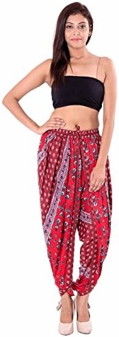Maroon Rayon Dhoti Pants, Pleated Wide Leg Pants, Patiala Dhoti Pants for Women