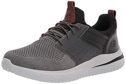 Skechers Delson 3.0 Cicala, Scarpe da ginnastica Uomo, Grigio Nero Maglia A Maglia W Sintetico, 39.5 EU