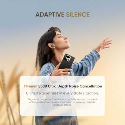 realme Buds Air 8 Bluetooth Headphones, 55dB ANC Adaptive and 58h Autonomy, Wireless Headphones with 11+6 Mm Controller, Ear-by AI Assistant and AI Translator, Hi-Res Audio LHDC 5.0, IP55, Grey