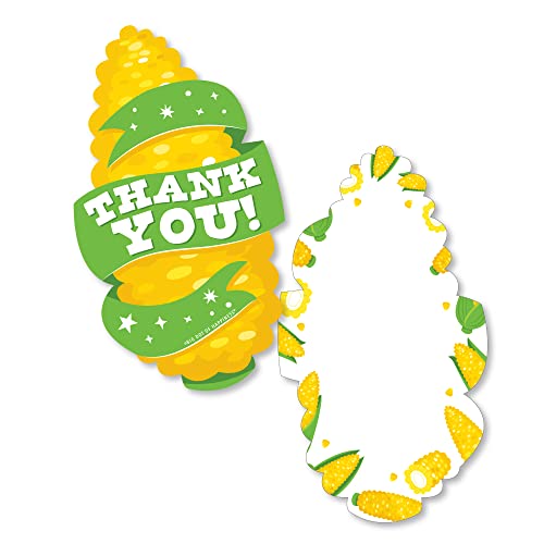 Big Dot of Happiness It's Corn - Shaped Thank You Cards - Fall Harvest Party Thank You Note Cards with Envelopes - Set of 12