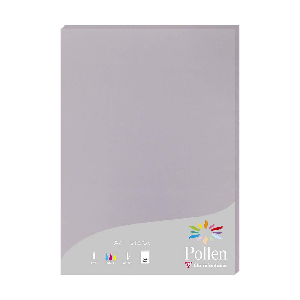 Clairefontaine 24232C Wallet of 25 Sheets Format A4 (21x29,7cm) 210gsm Colour Koala Grey Invitation Paper Events Correspondence Pollen Range Premium Paper