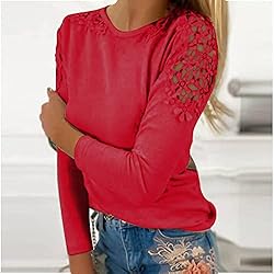 iPOGP Women's Round Neck Solid Color Hollow